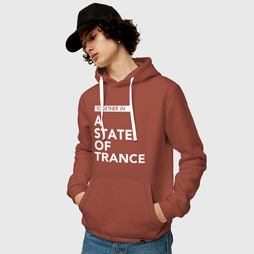 Мужская толстовка-худи Together in A State of Trance / Кирпичный – фото 3