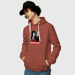 Толстовка-худи хлопковая мужская True Detective, цвет: кирпичный — фото 2