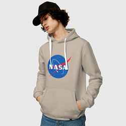 Толстовка-худи хлопковая мужская NASA: Logo, цвет: миндальный — фото 2