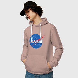 Толстовка-худи хлопковая мужская NASA: Logo, цвет: пыльно-розовый — фото 2