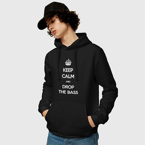 Мужская толстовка-худи Keep Calm & Drop The Bass / Черный – фото 3