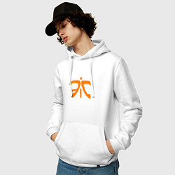 Толстовка-худи хлопковая мужская Fnatic Logo, цвет: белый — фото 2