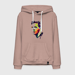 Толстовка-худи хлопковая мужская Lionel Messi: fun-art, цвет: пыльно-розовый