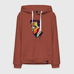 Толстовка-худи хлопковая мужская Lionel Messi: fun-art, цвет: кирпичный