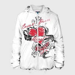 Куртка с капюшоном мужская Рок сердца 6, цвет: 3D-белый