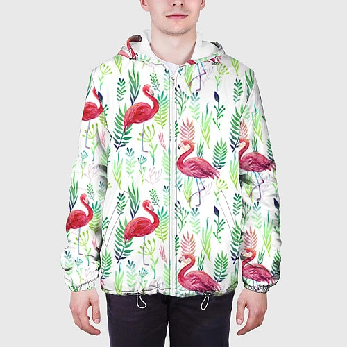 Мужская куртка Цветы и бабочки 2 / 3D-Белый – фото 3