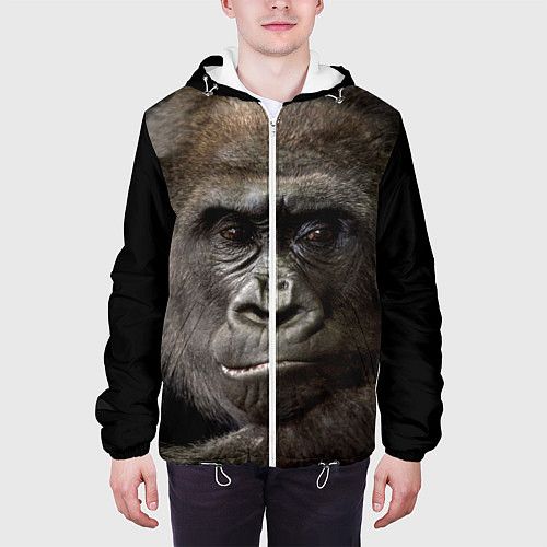 Мужская куртка Глаза гориллы / 3D-Белый – фото 3
