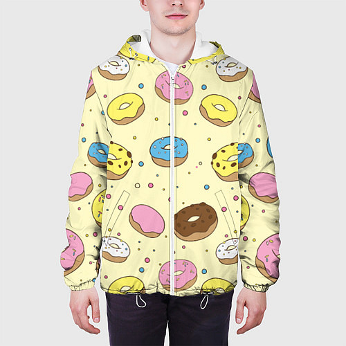 Мужская куртка Сладкие пончики / 3D-Белый – фото 3