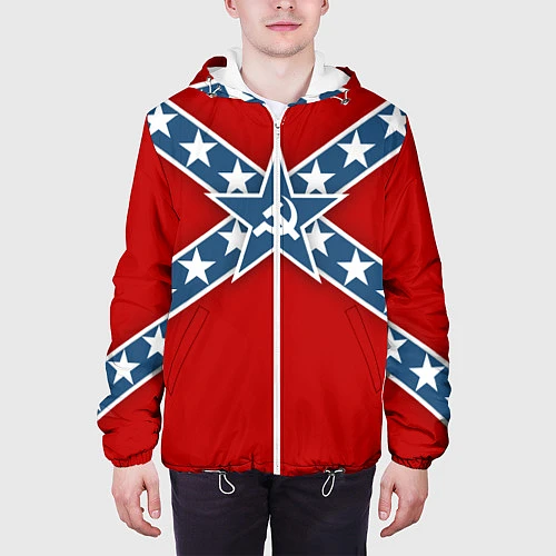 Мужская куртка Флаг советской конфедерации / 3D-Белый – фото 3
