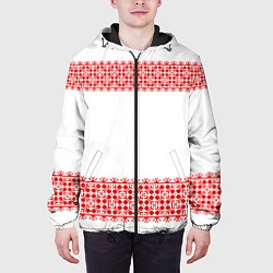 Куртка с капюшоном мужская Славянский орнамент (на белом), цвет: 3D-черный — фото 2