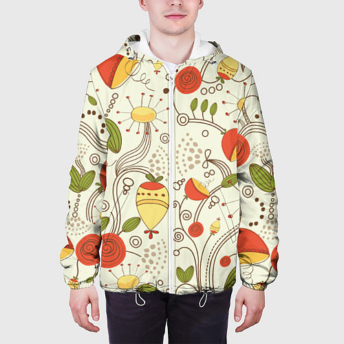 Мужская куртка Поляна цветов / 3D-Белый – фото 3