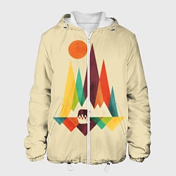 Куртка с капюшоном мужская Медведь в горах, цвет: 3D-белый