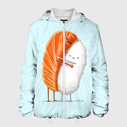 Куртка с капюшоном мужская Суши друзья, цвет: 3D-белый