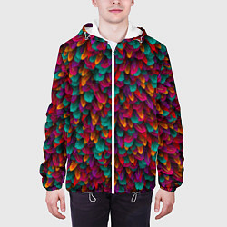 Куртка с капюшоном мужская Разноцветные перья, цвет: 3D-белый — фото 2
