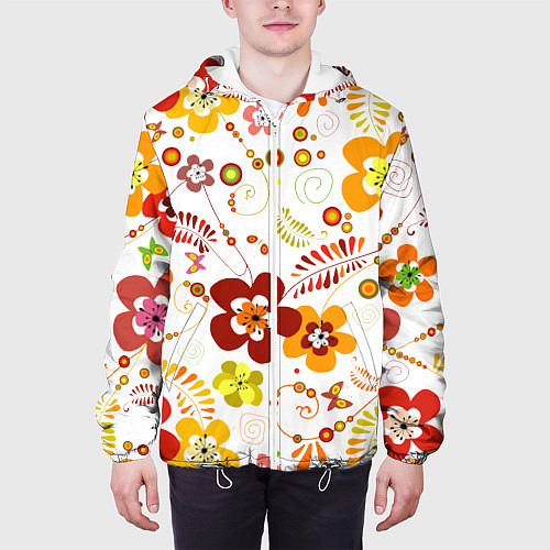 Мужская куртка Летние цветы / 3D-Белый – фото 3