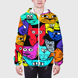 Куртка с капюшоном мужская Кошачьи мордочки, цвет: 3D-белый — фото 2