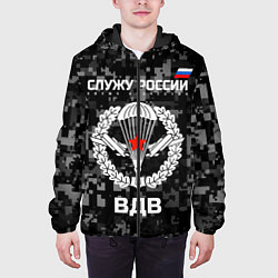 Куртка с капюшоном мужская Служу России, ВДВ, цвет: 3D-черный — фото 2