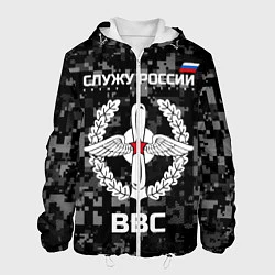 Куртка с капюшоном мужская ВВС: Служу России, цвет: 3D-белый