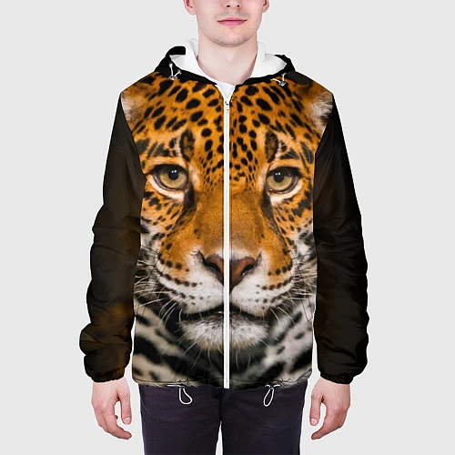 Мужская куртка Взгляд ягуара / 3D-Белый – фото 3