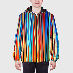 Куртка с капюшоном мужская Colored stripes, цвет: 3D-черный — фото 2