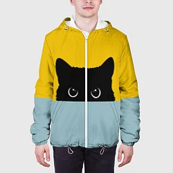 Куртка с капюшоном мужская Черная кошка, цвет: 3D-белый — фото 2