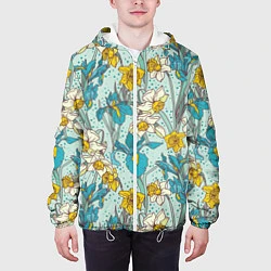 Куртка с капюшоном мужская Цветущий ирис, цвет: 3D-белый — фото 2