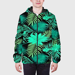 Куртка с капюшоном мужская Tropical pattern, цвет: 3D-черный — фото 2