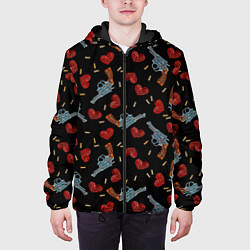 Куртка с капюшоном мужская Револьверы и Розы, цвет: 3D-черный — фото 2
