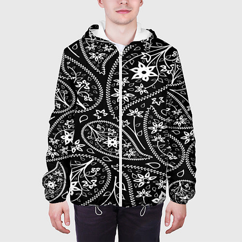 Мужская куртка Black cucumber pattern / 3D-Белый – фото 3