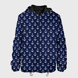 Куртка с капюшоном мужская Морские якоря, цвет: 3D-черный