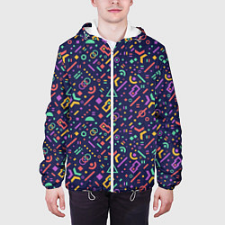 Куртка с капюшоном мужская Геометрия, цвет: 3D-белый — фото 2