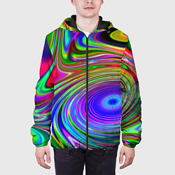 Куртка с капюшоном мужская Галлюцинации, цвет: 3D-черный — фото 2