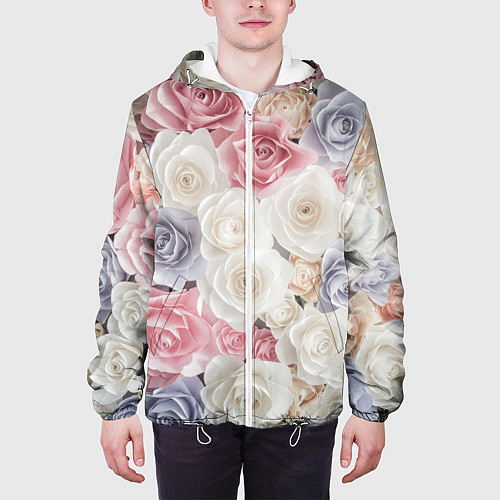 Мужская куртка Букет из роз / 3D-Белый – фото 3