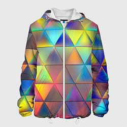 Куртка с капюшоном мужская Разноцветные треугольники цвета 3D-белый — фото 1