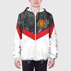 Куртка с капюшоном мужская Man United FC: Grey Polygons, цвет: 3D-белый — фото 2