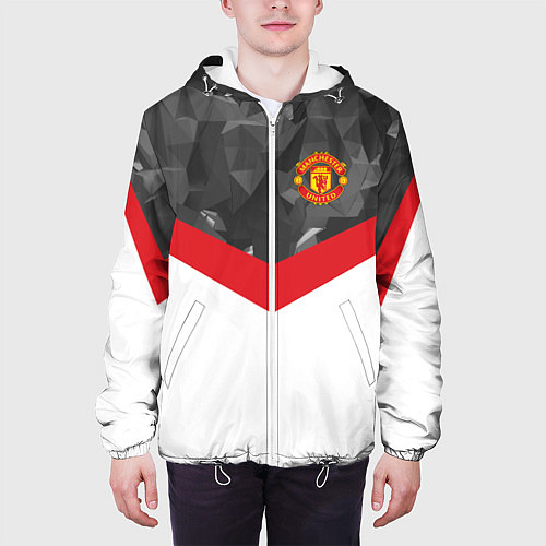 Мужская куртка Man United FC: Grey Polygons / 3D-Белый – фото 3