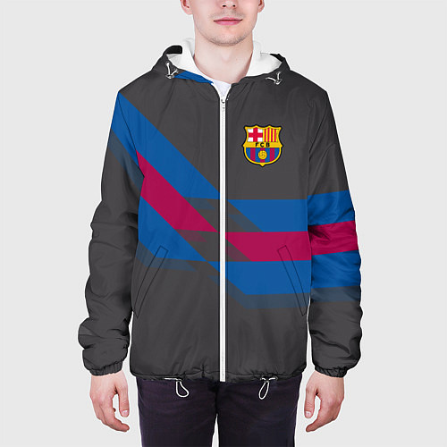 Мужская куртка Barcelona FC: Dark style / 3D-Белый – фото 3