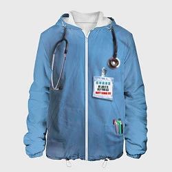 Куртка с капюшоном мужская Костюм врача, цвет: 3D-белый