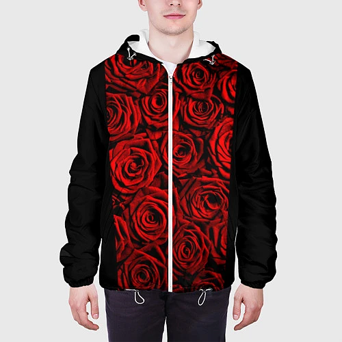 Мужская куртка Унисекс / Красные розы / 3D-Белый – фото 3