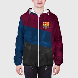 Куртка с капюшоном мужская FC Barcelona: Dark polygons, цвет: 3D-белый — фото 2