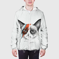 Куртка с капюшоном мужская David Bowie: Grumpy cat, цвет: 3D-белый — фото 2