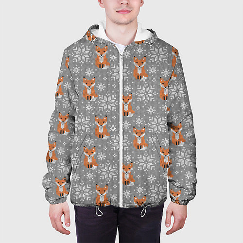 Мужская куртка Зимние лисицы / 3D-Белый – фото 3