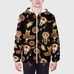 Куртка с капюшоном мужская Индейские культовые символы, цвет: 3D-белый — фото 2