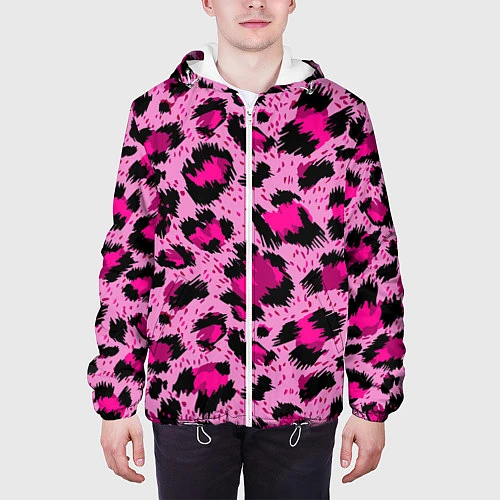 Мужская куртка Розовый леопард / 3D-Белый – фото 3