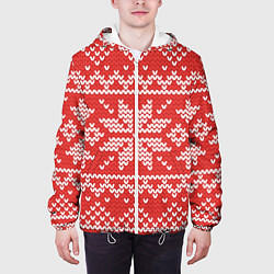 Куртка с капюшоном мужская Новогодний узор: снежинки, цвет: 3D-белый — фото 2