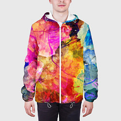 Куртка с капюшоном мужская Взрыв красок, цвет: 3D-белый — фото 2