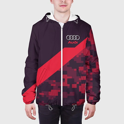 Мужская куртка Audi: Red Pixel / 3D-Белый – фото 3