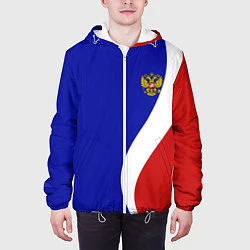 Куртка с капюшоном мужская Герб РФ Триколор, цвет: 3D-белый — фото 2