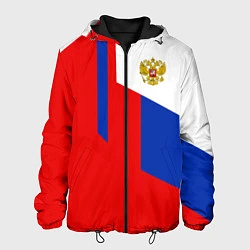 Куртка с капюшоном мужская Russia: Geometry Tricolor, цвет: 3D-черный