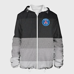 Куртка с капюшоном мужская ФК ПСЖ: Серый стиль, цвет: 3D-белый